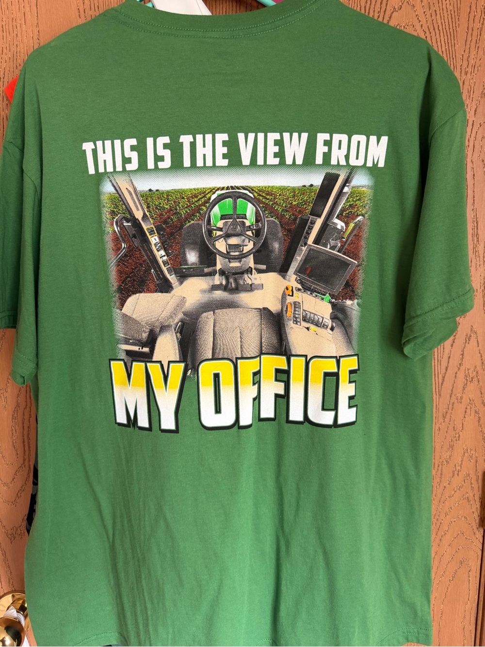 John Deere Green Graphic Tee with Yellow & White 'My Office' Print